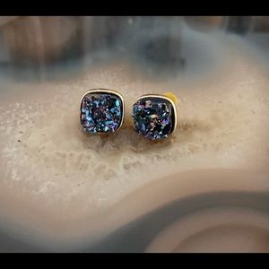 Jane stone faux druzy stud earrings square colorful new